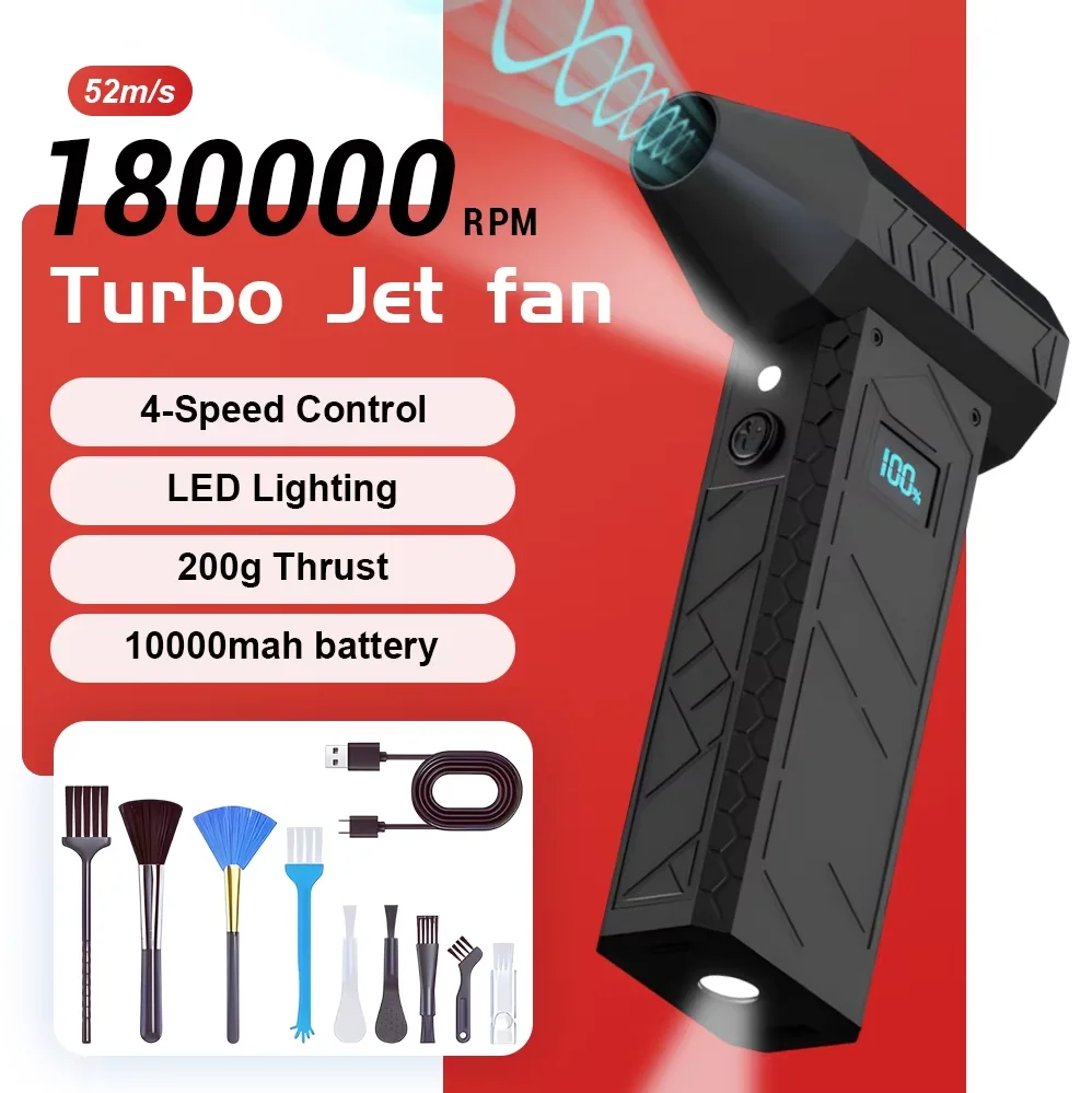 180000RPM Mini Turbo Jet Fan Powerful Compressed Electric Air Duster for Car Dryer/PC/Home Handheld Duct Blower 10000mah
180000RPM Mini Turbo Jet Fan Powerful Compressed Electric Air Duster for Car Dryer/PC/Home Handheld Duct Blower 10000mah