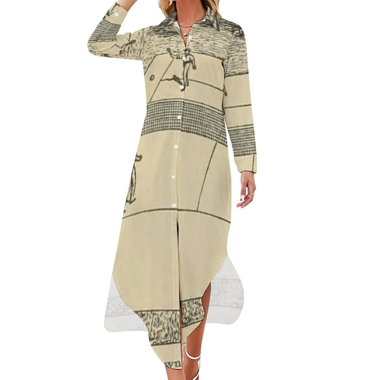 Lawn Tennis Vintage Drawing Long Sleeved Shirt Dress Bridesmaid dress woman Summer skirt beach dress
Lawn Tennis Vintage Drawing Long Sleeved Shirt Dress Bridesmaid dress woman Summer skirt beach dress