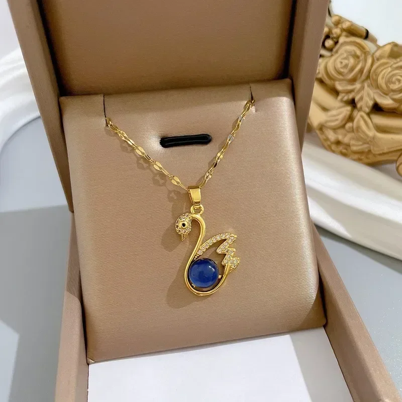Stainless Steel Charm Fashion Swan Crystal Pendant Necklace for Women Exquisite Gold Color Chokers Bride Jewelry Accessory Gift
Stainless Steel Charm Fashion Swan Crystal Pendant Necklace for Women Exquisite Gold Color Chokers Bride Jewelry Accessory Gift