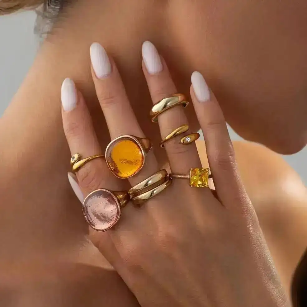 KunJoe Trendy 7 Pcs/set Geometric Luxury Gold Color Open Rings Women Vintage Irregular Metal Finger Ring Wedding Bridal Jewelry
KunJoe Trendy 7 Pcs/set Geometric Luxury Gold Color Open Rings Women Vintage Irregular Metal Finger Ring Wedding Bridal Jewelry