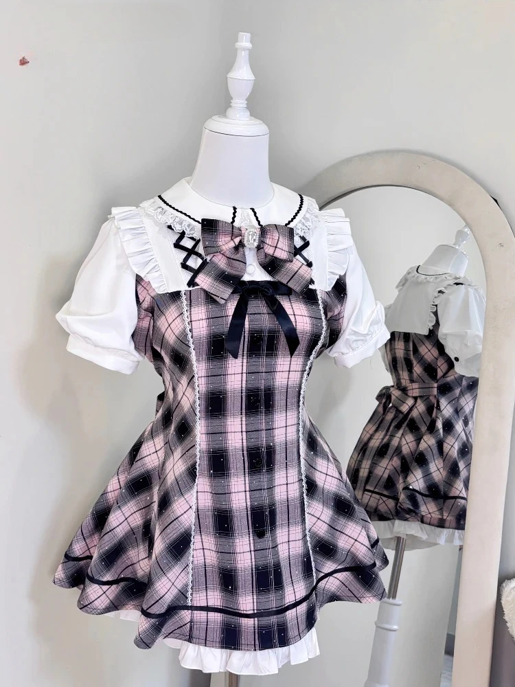 Japanese Style Sweet Suit Doll Collar Short Sleeve Hot Diamond Plaid Slim Mini Dress High Waist Shorts 2025 Hot Sale
Japanese Style Sweet Suit Doll Collar Short Sleeve Hot Diamond Plaid Slim Mini Dress High Waist Shorts 2025 Hot Sale