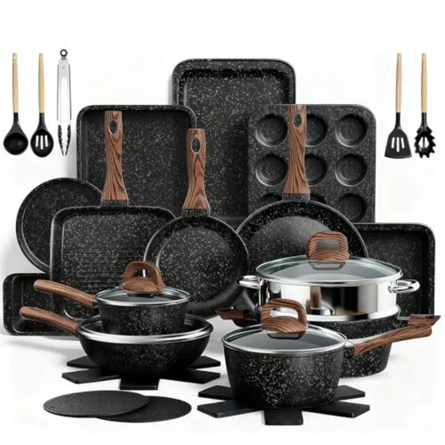 Pots and Pans Set Non Stick, 31 Piece Kitchen Induction Cookware and Bakeware Set, Nonstick Kitchen Cooking Pans Set with Fryin
Pots and Pans Set Non Stick, 31 Piece Kitchen Induction Cookware and Bakeware Set, Nonstick Kitchen Cooking Pans Set with Fryin