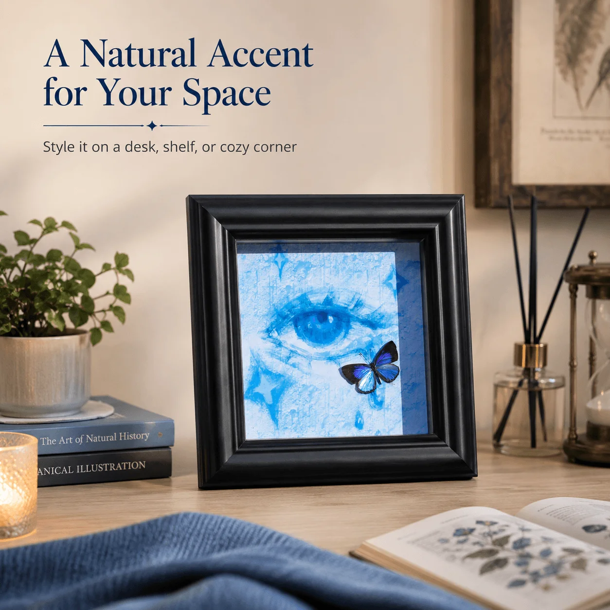Framed Real Jamides bochus Butterfly Specimen Art - 4-Inch Black Frame, Unique Blue Eye Artwork, Ready-to-Display Nature Decor
Framed Real Jamides bochus Butterfly Specimen Art - 4-Inch Black Frame, Unique Blue Eye Artwork, Ready-to-Display Nature Decor
