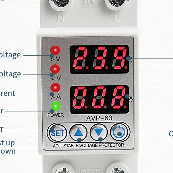 VAP-63 63A 230V Din Rail Adjustable Over Voltage And Under Voltage Protective Device Protector Relay Over Current Protectio
VAP-63 63A 230V Din Rail Adjustable Over Voltage And Under Voltage Protective Device Protector Relay Over Current Protectio