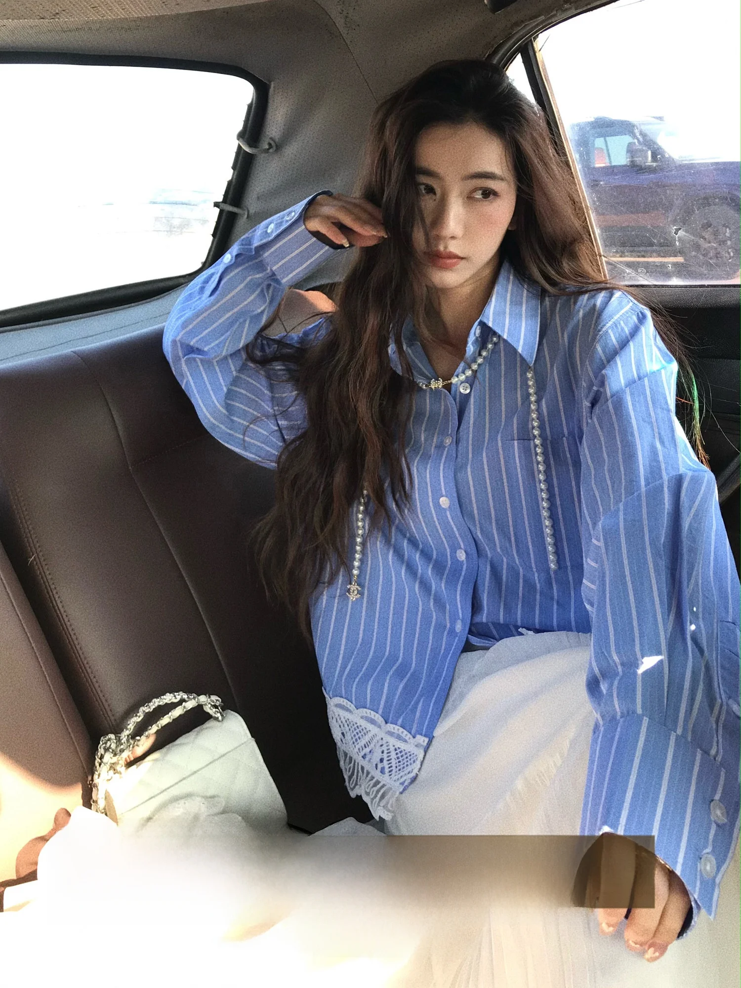 Casual Sle Stripe Pattern ort irt Women's Design Sensation Lace Patchwork Blue Dr Casual irt Spring Season
Casual Sle Stripe Pattern ort irt Women's Design Sensation Lace Patchwork Blue Dr Casual irt Spring Season