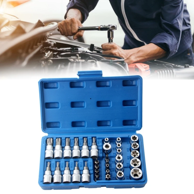 34Piece 3/8'' Drive Socket and Bit Set with Carrying Case Male / Female Security Bits Drive Handheld Tool Ratchet Socket KXRE
34Piece 3/8'' Drive Socket and Bit Set with Carrying Case Male / Female Security Bits Drive Handheld Tool Ratchet Socket KXRE