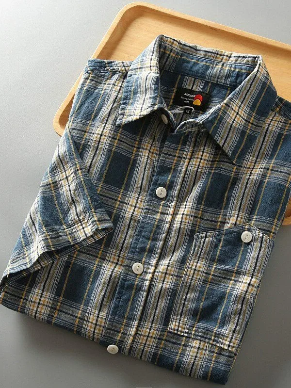 Men's Loose Fit Short Sleeve Shirt Checkered Pattern Breathable Lightweight Summer Casual Shirt Polyester Fiber Skin-Friendly
Men's Loose Fit Short Sleeve Shirt Checkered Pattern Breathable Lightweight Summer Casual Shirt Polyester Fiber Skin-Friendly