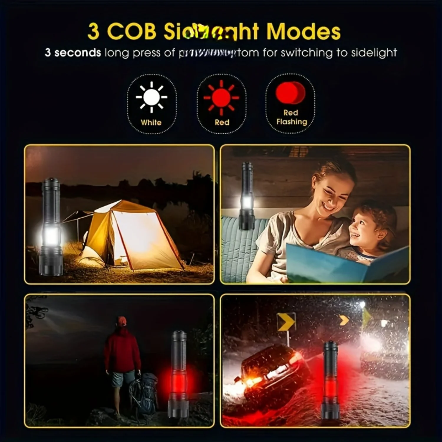Ideal Choice for Outdoor Activities - Rechargeable High Brightness Portable 7-mode LED Flashlight with Variable Beam COB Work Li
Ideal Choice for Outdoor Activities - Rechargeable High Brightness Portable 7-mode LED Flashlight with Variable Beam COB Work Li