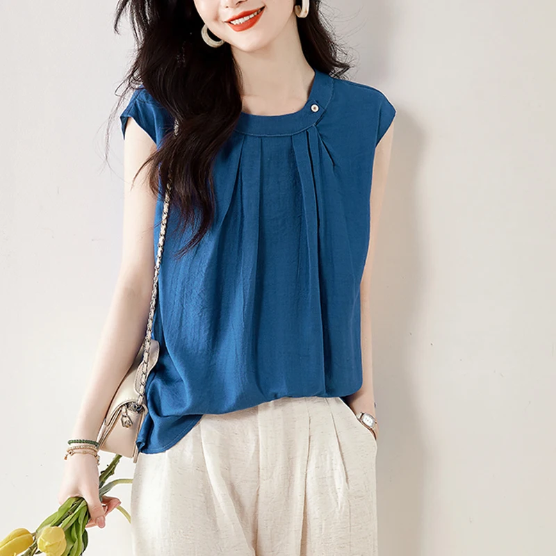 Women's Summer Tops Loose Fit Shirt Stylish Petal Sleeve Pleated T-shirt Solid Color Simplicity Blouse Casual Tops
Women's Summer Tops Loose Fit Shirt Stylish Petal Sleeve Pleated T-shirt Solid Color Simplicity Blouse Casual Tops