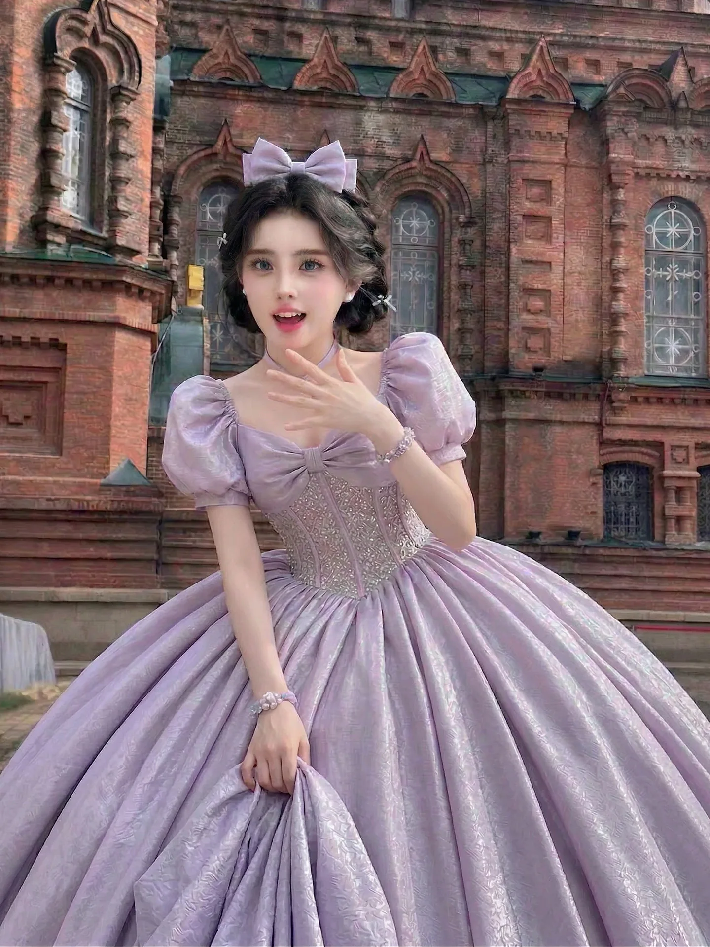 Purple Princess Gown Bubble Sleeve Birthday Performance Dress Waist Cinched Maxi Length Evening Gown Korean Style Polyester
Purple Princess Gown Bubble Sleeve Birthday Performance Dress Waist Cinched Maxi Length Evening Gown Korean Style Polyester