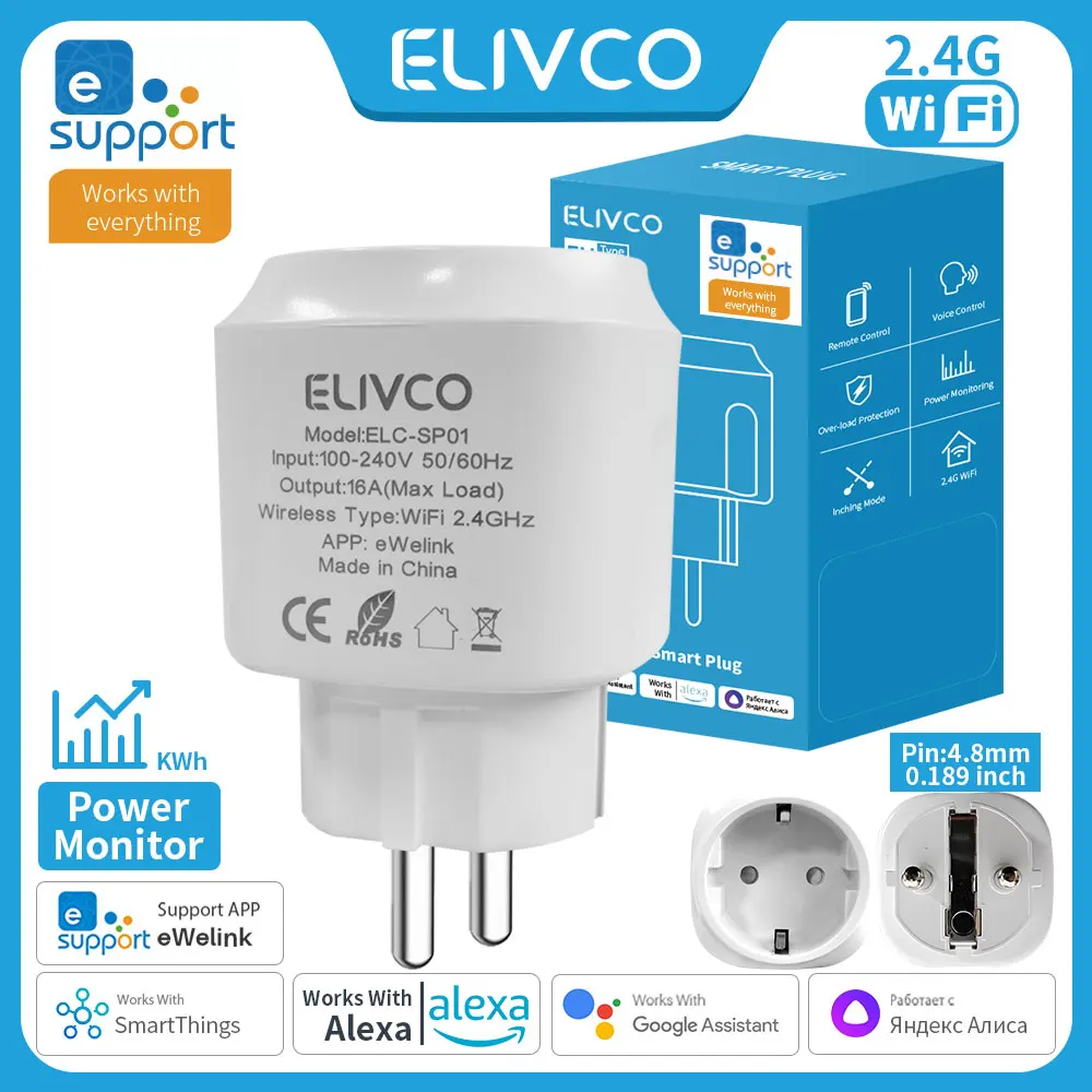Ewelink Smart WiFi EU Plug 16A Socket Outlet with Power Monitoring And Timing Function Voice Control Via Alexa Google Home
Ewelink Smart WiFi EU Plug 16A Socket Outlet with Power Monitoring And Timing Function Voice Control Via Alexa Google Home