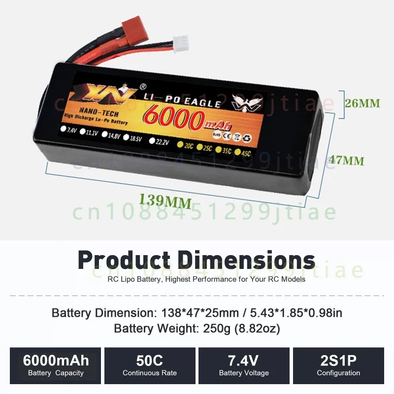 1PC 7.4V 50C 6000mAh 2S LiPo Battery Deans Hardcase for RC Car Truck Truggy USA
1PC 7.4V 50C 6000mAh 2S LiPo Battery Deans Hardcase for RC Car Truck Truggy USA