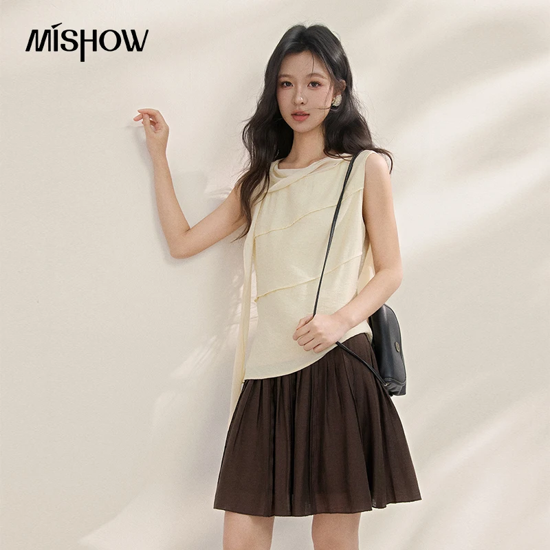 MISHOW New Linen Blend Sleeveless Sheer Ribbon Detail Blouses 2026 Summer Cowl Neck Gentle Slim Fit Elegant Top MXF21X2602
MISHOW New Linen Blend Sleeveless Sheer Ribbon Detail Blouses 2026 Summer Cowl Neck Gentle Slim Fit Elegant Top MXF21X2602