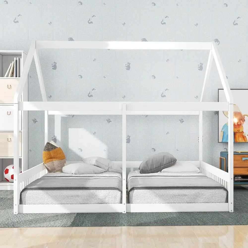 Wooden House-Style Bed for Kids, Double Twin Beds or Toddler, Montessori-Inspired, Decorative Tent (White)
Wooden House-Style Bed for Kids, Double Twin Beds or Toddler, Montessori-Inspired, Decorative Tent (White)