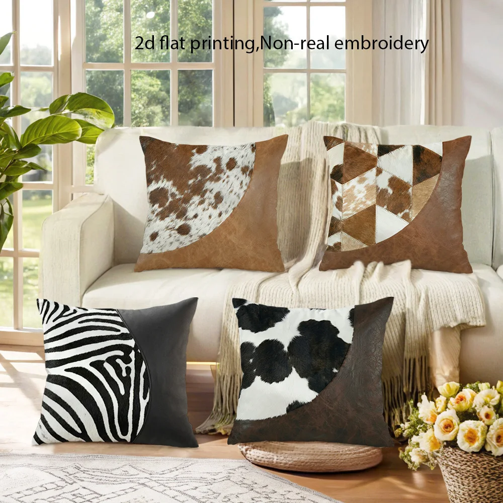double-sided Printed Pillow Covers, Animal Print & Faux Leather Patchwork Cushion Cases, Cozy Western Home Decor Living Room
double-sided Printed Pillow Covers, Animal Print & Faux Leather Patchwork Cushion Cases, Cozy Western Home Decor Living Room