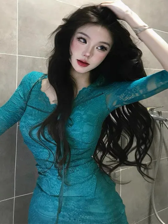 Sexy Lace Trim Long Sleeve V-Neck Dress Women's Autumn Winter Slim Fit Short Skirt Casual Tight Bodycon Dress for plus Size
Sexy Lace Trim Long Sleeve V-Neck Dress Women's Autumn Winter Slim Fit Short Skirt Casual Tight Bodycon Dress for plus Size