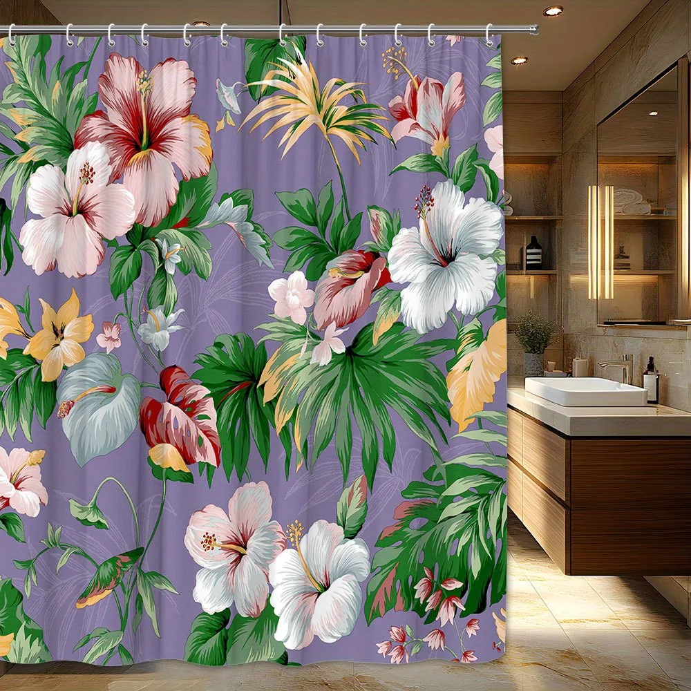 1pc Extra Large Hibiscus Floral Shower Curtain - Tropical Bathroom Decor with Pink, Red, White, Yellow Flowers on Lavender Backg
1pc Extra Large Hibiscus Floral Shower Curtain - Tropical Bathroom Decor with Pink, Red, White, Yellow Flowers on Lavender Backg