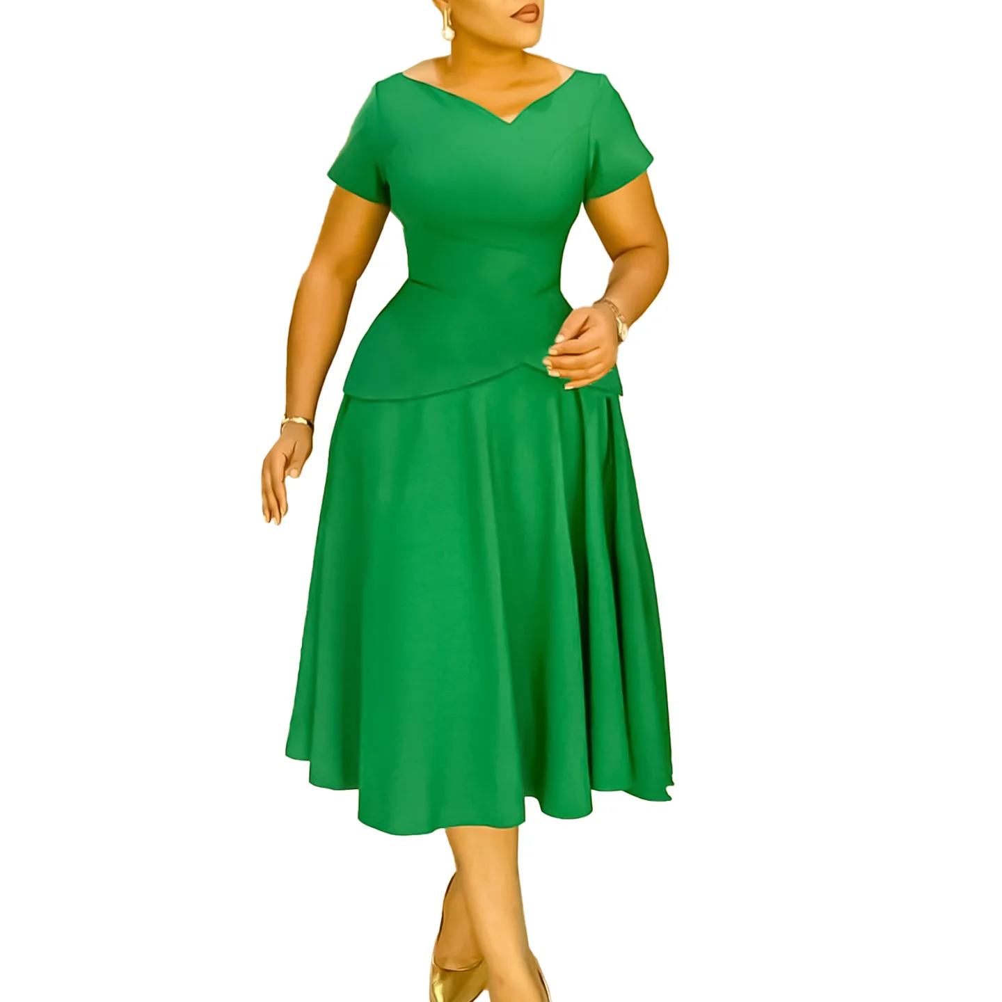 Dashiki African Dresses for Women Elegant Short Sleeve V-neck Polyester Ankara Dresses Outfits for Wedding Party Midi Dress 2025
Dashiki African Dresses for Women Elegant Short Sleeve V-neck Polyester Ankara Dresses Outfits for Wedding Party Midi Dress 2025