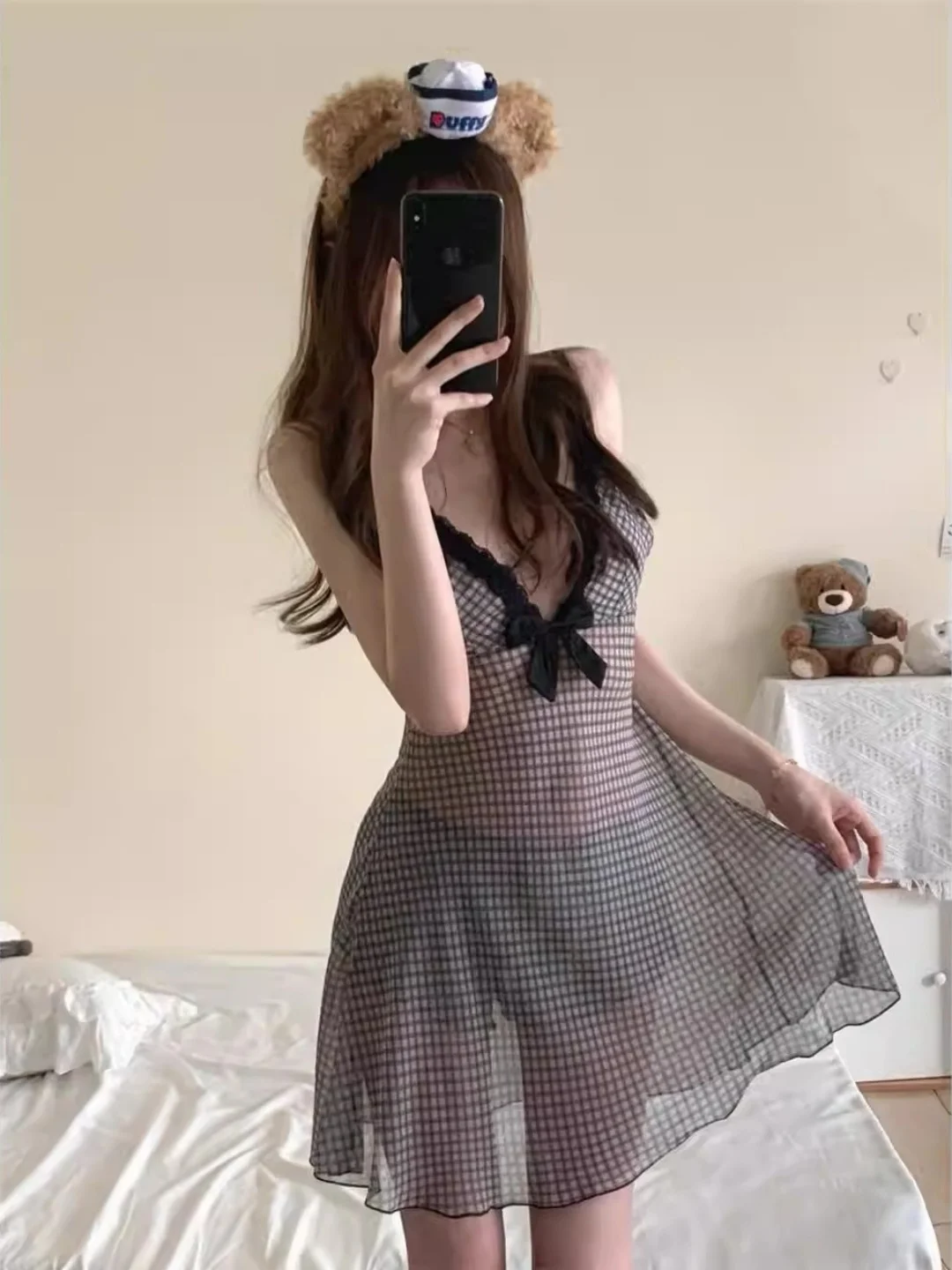 Sweet V-Neck Plaid Sleep Dress plus Size Summer Sleeveless Short Skirt Sexy Strap Nightgown Comfortable Home Clothes for Youth
Sweet V-Neck Plaid Sleep Dress plus Size Summer Sleeveless Short Skirt Sexy Strap Nightgown Comfortable Home Clothes for Youth
