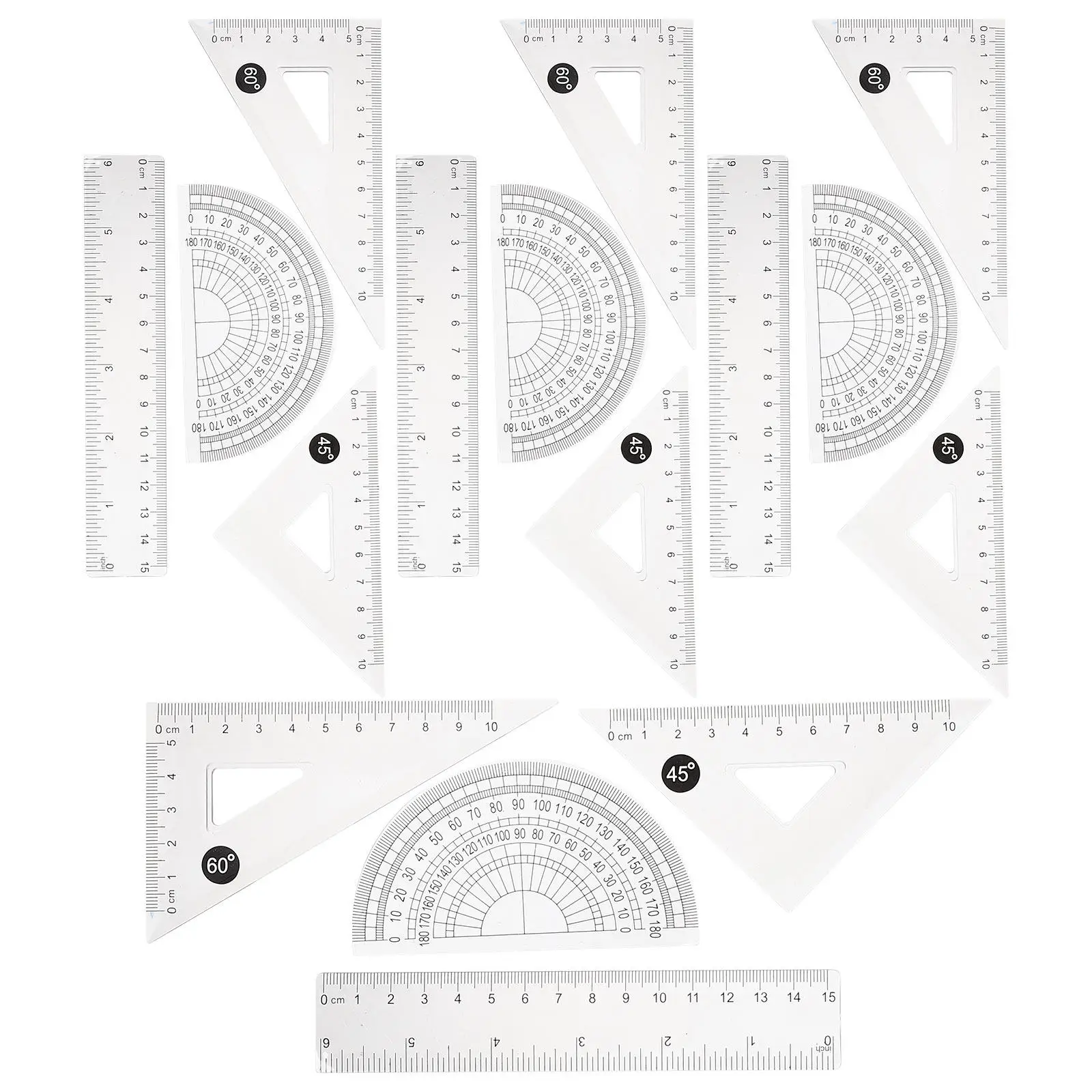 4Sets Drawing Ruler Tool Plastic School Drafting Supplies Professional Protractor Triangle Ruler Measuring Kit
4Sets Drawing Ruler Tool Plastic School Drafting Supplies Professional Protractor Triangle Ruler Measuring Kit