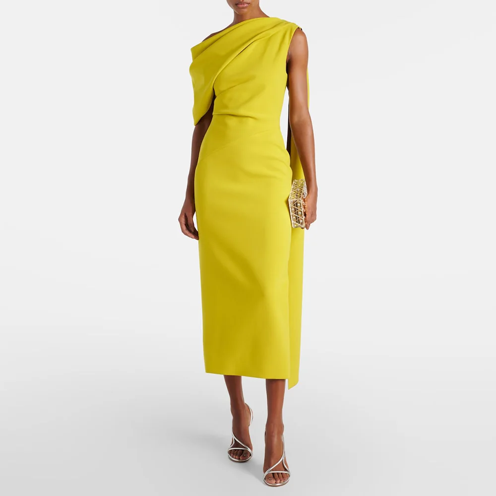 Lemon Yellow Party Dress Midi One Shoulder Draped Column Cocktail Dresses for Women Tea Length Off the Shoulder Short Party Gown
Lemon Yellow Party Dress Midi One Shoulder Draped Column Cocktail Dresses for Women Tea Length Off the Shoulder Short Party Gown
