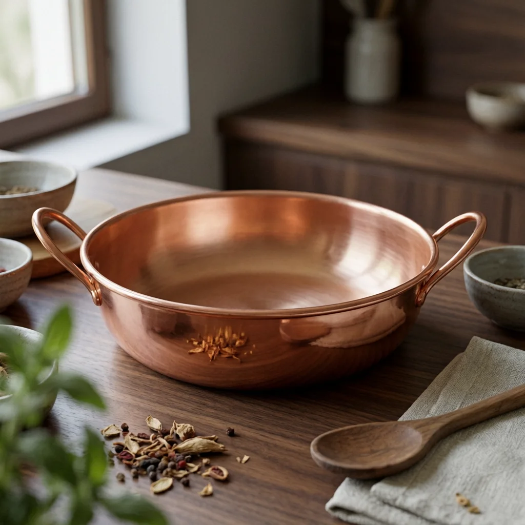 Copper Hot Pot Loop Handles Round Shallow Pot Wide Copper Basin Polished Curved Walls
Copper Hot Pot Loop Handles Round Shallow Pot Wide Copper Basin Polished Curved Walls