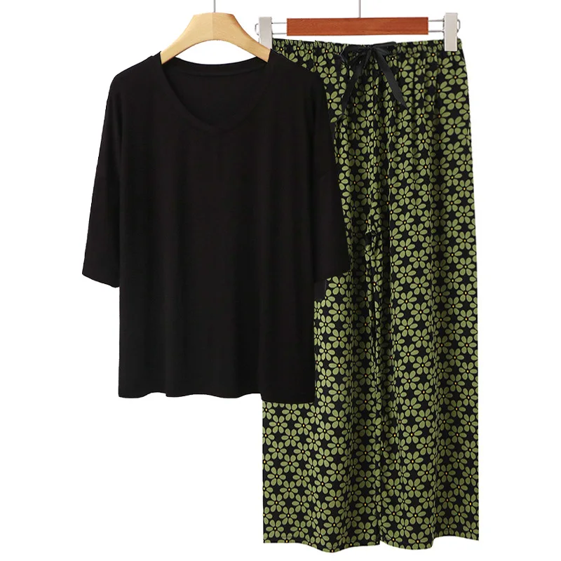 Женский пижамный комплект: новая коллекция весна-лето, модал, домашняя одежда, повседневный свободный крой, топ с коротким рукавом и брюки, женская ночная одежда
Женский пижамный комплект: новая коллекция весна-лето, модал, домашняя одежда, повседневный свободный крой, топ с коротким рукавом и брюки, женская ночная одежда