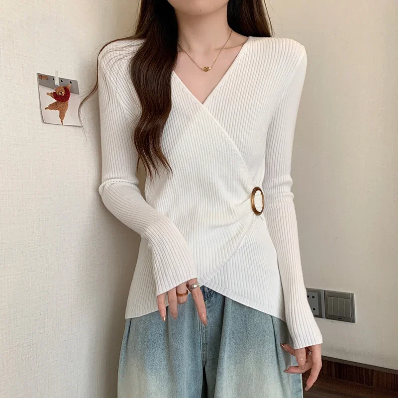 2023 Women's Sweater Autumn Long Sleeved V-neck Pullover Warm Underwear Korean Fashion Irregular Waist Slim Fit Knit
2023 Women's Sweater Autumn Long Sleeved V-neck Pullover Warm Underwear Korean Fashion Irregular Waist Slim Fit Knit