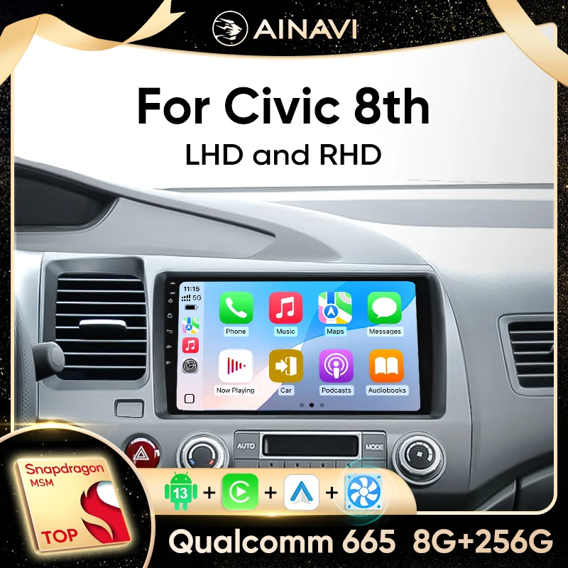 Автомобильный стерео радио Ainavi для Honda Civic 8th 8gen 2005 2006 2007 2008 2009 2010 2011 мультимедийный беспроводной Carplay Android Auto
Автомобильный стерео радио Ainavi для Honda Civic 8th 8gen 2005 2006 2007 2008 2009 2010 2011 мультимедийный беспроводной Carplay Android Auto