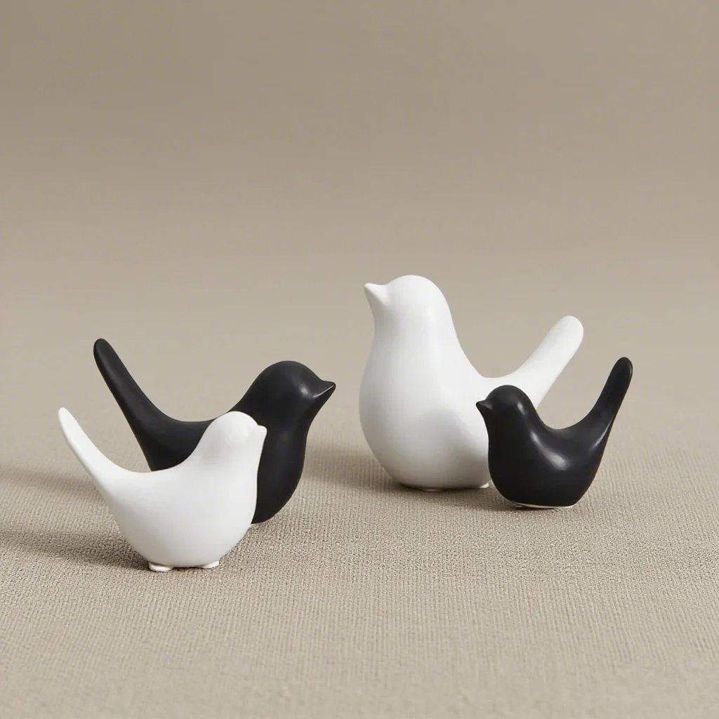 Ceramic Bird Set of 4 - Handmade Black & White Decorative Birds Statues for Home/Office, Artisan-Crafted Figurines
Ceramic Bird Set of 4 - Handmade Black & White Decorative Birds Statues for Home/Office, Artisan-Crafted Figurines
