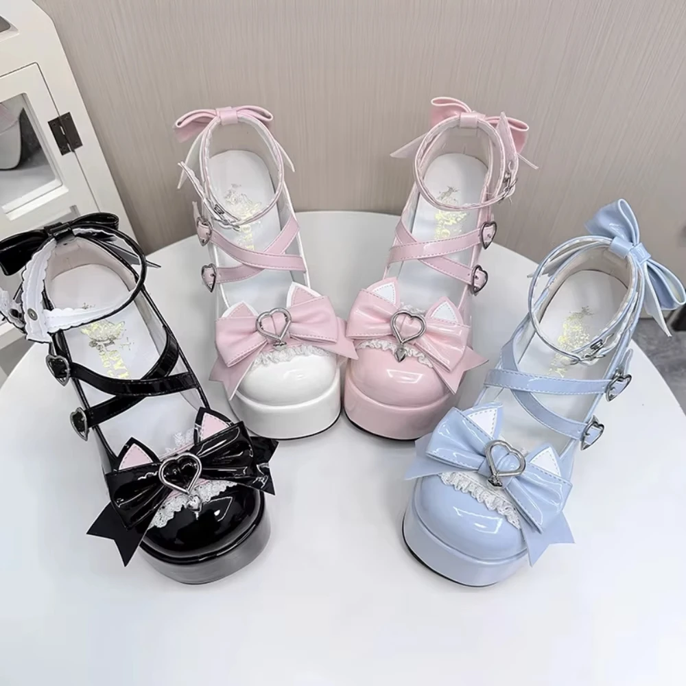 Japanese Round Head Lolita Women Shoes Cute Thick Heel Bow Lace Kawaii High Heels Princess Leather Shoes Pumps Original
Japanese Round Head Lolita Women Shoes Cute Thick Heel Bow Lace Kawaii High Heels Princess Leather Shoes Pumps Original