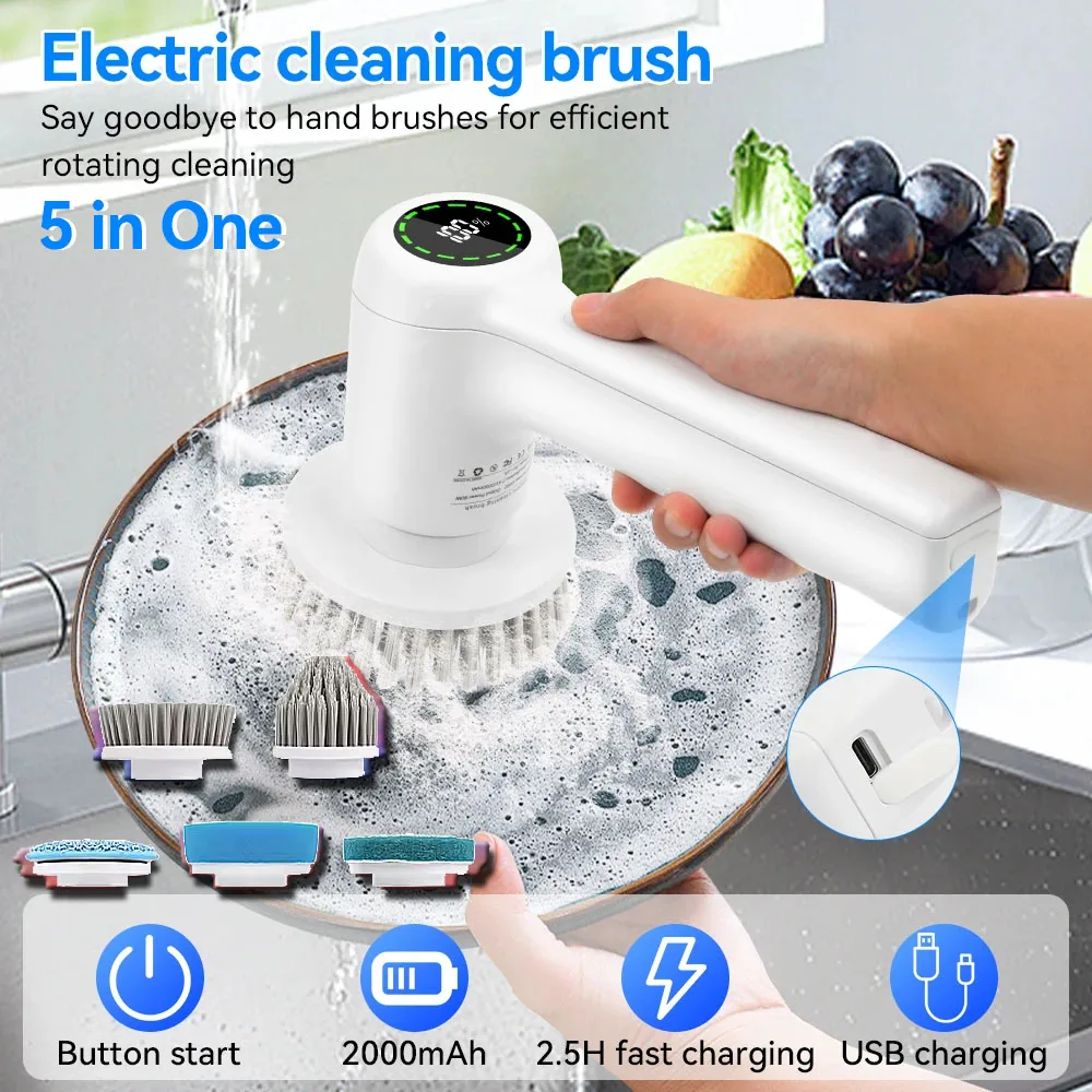Electric Cleaning Brush 5 In 1 Electric Spin Cleaning Scrubber USB Rechargeable Electric Rotary Scrubber Household Appliances
Electric Cleaning Brush 5 In 1 Electric Spin Cleaning Scrubber USB Rechargeable Electric Rotary Scrubber Household Appliances