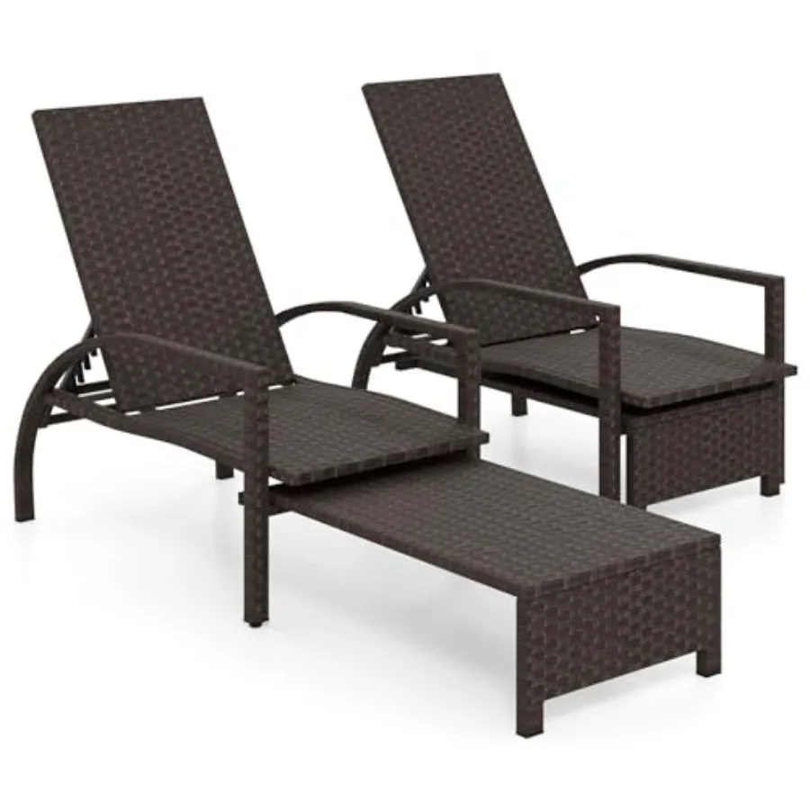 Lounge Chair Outdoor Set of 2, Patio Rattan Chaise Lounge with Retractable Ottoman, 6-Level Adjustable Backrest, Reinforced Met
Lounge Chair Outdoor Set of 2, Patio Rattan Chaise Lounge with Retractable Ottoman, 6-Level Adjustable Backrest, Reinforced Met