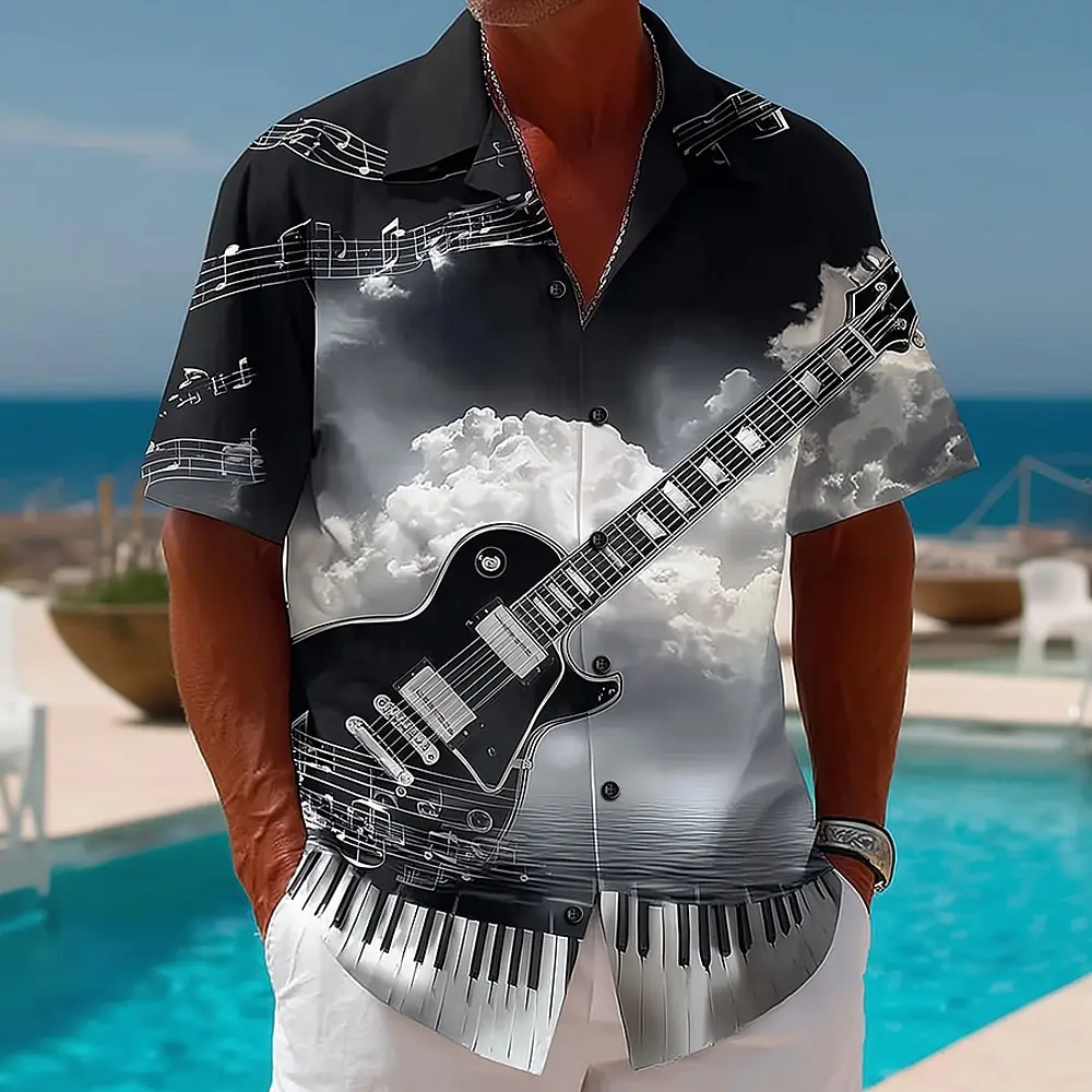 Men's Vintage Retro Music Festival Shirt Guitar 3D Print Camp Collar Short Sleeve Black Burgundy Dark Blue For Spring Summer
Men's Vintage Retro Music Festival Shirt Guitar 3D Print Camp Collar Short Sleeve Black Burgundy Dark Blue For Spring Summer