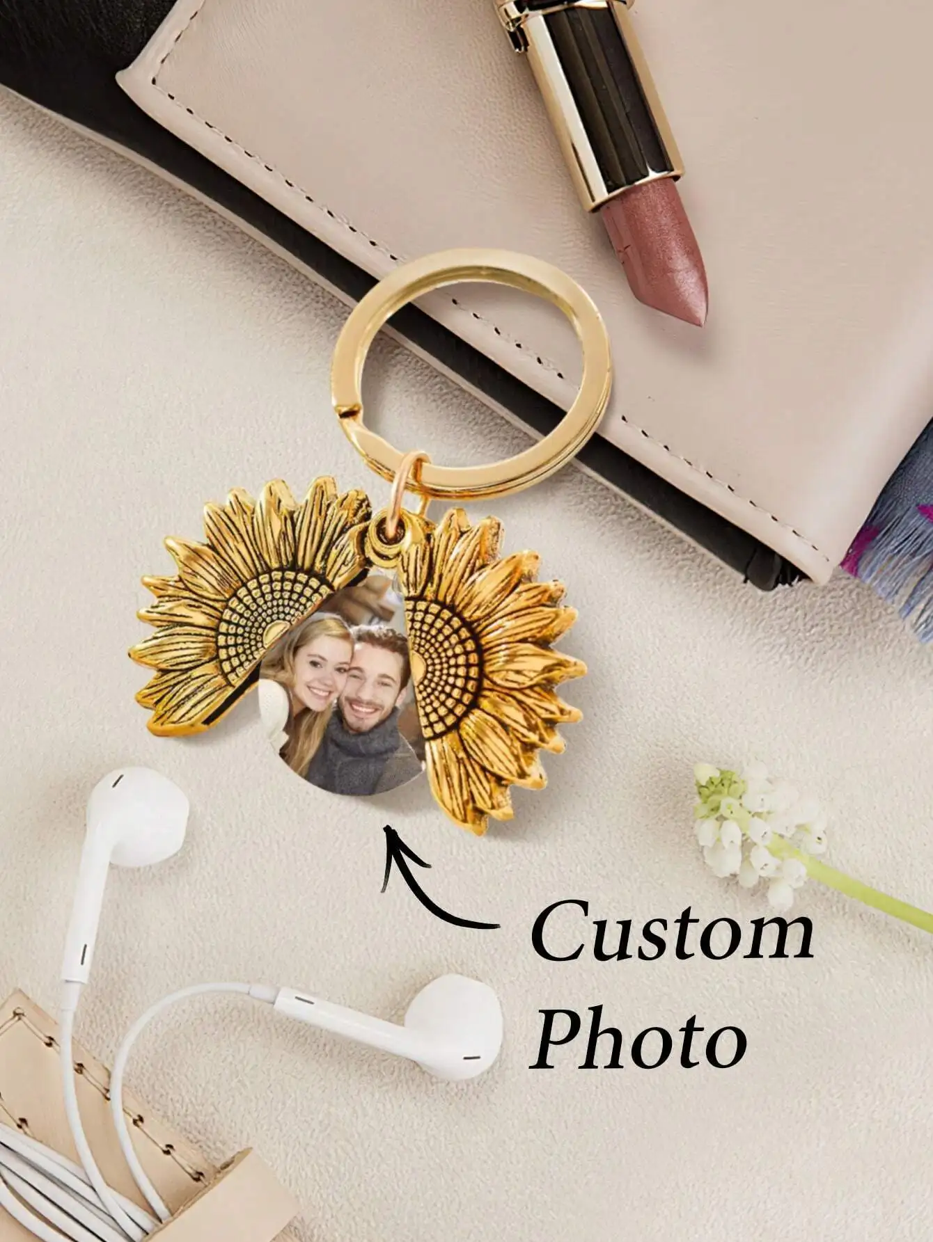 Custom Sunflower Photo Keychain Personalized Locket Key Ring For Anniversary Birthday Gift
Custom Sunflower Photo Keychain Personalized Locket Key Ring For Anniversary Birthday Gift