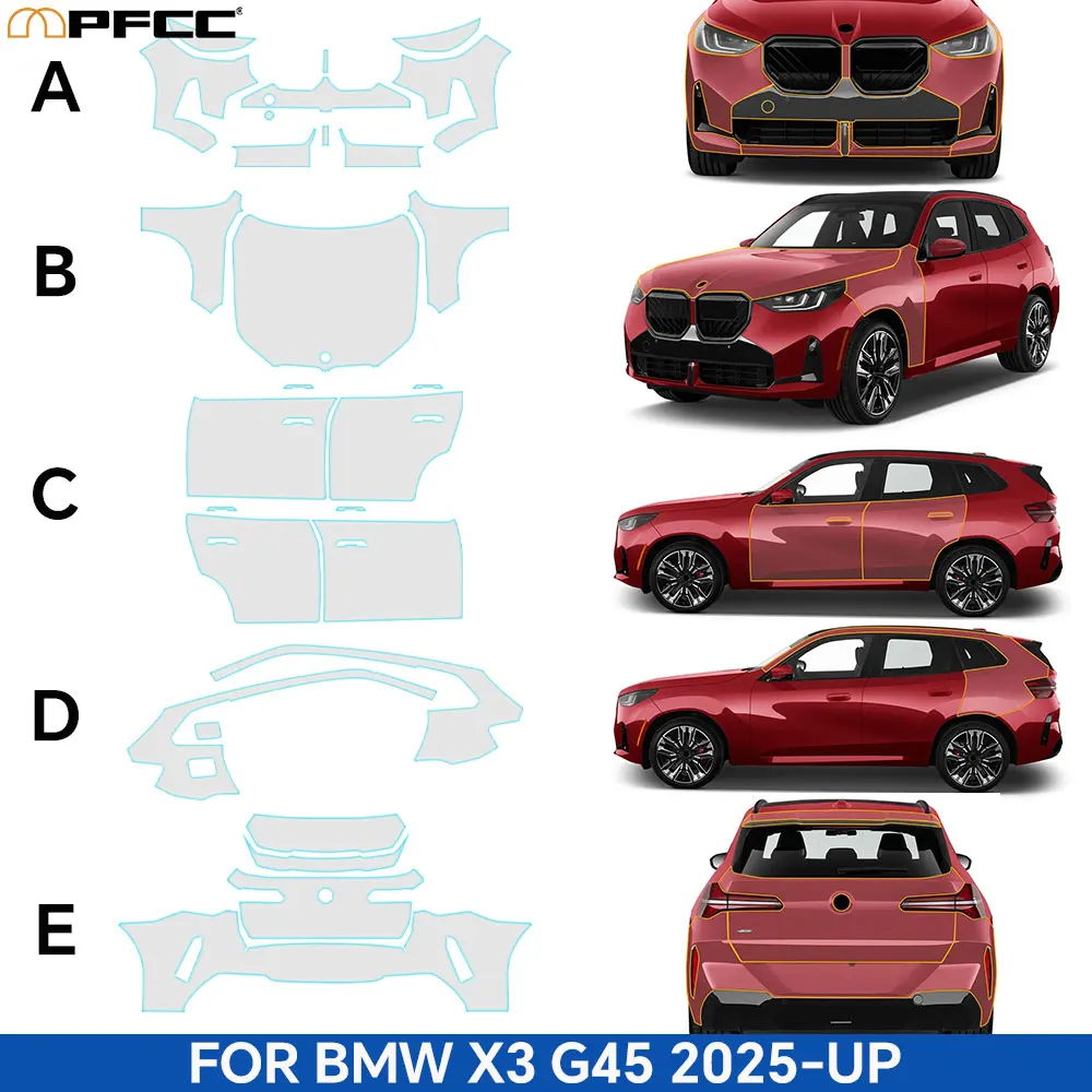 For BMW X3 G45 Sport 30 M50 M Sport 2025 Pre-cut PPF Bra 9Mil TPU Paint Protection Film Car Body Clear Anti-scratch Resistant
For BMW X3 G45 Sport 30 M50 M Sport 2025 Pre-cut PPF Bra 9Mil TPU Paint Protection Film Car Body Clear Anti-scratch Resistant