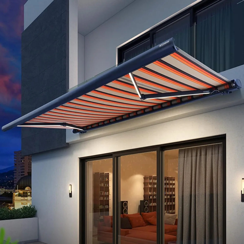 Patio Awning Retractable, Motorized Electric Sun Shade Awning with LED Light, Remote Control, Waterproof UV/Heat Resistant
Patio Awning Retractable, Motorized Electric Sun Shade Awning with LED Light, Remote Control, Waterproof UV/Heat Resistant