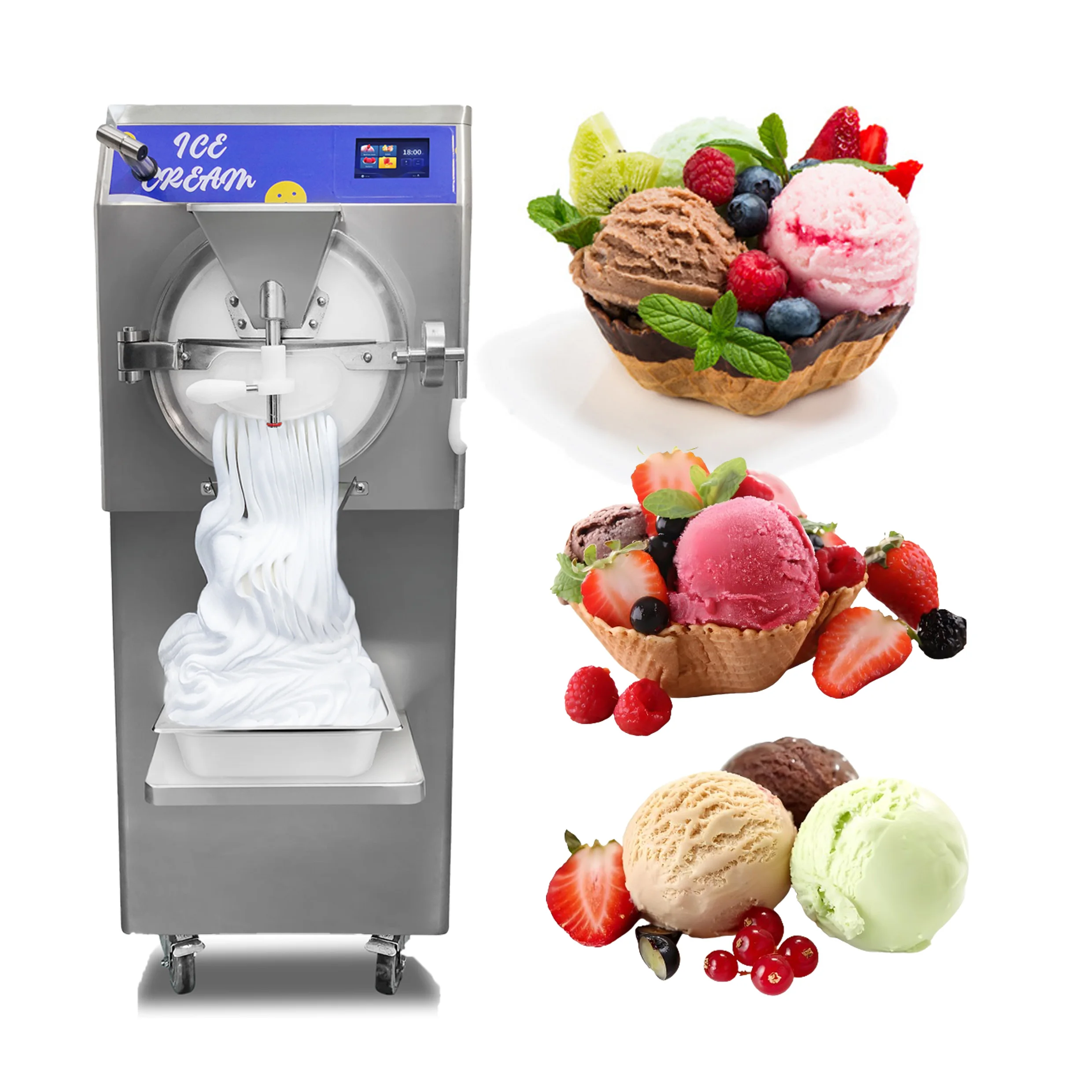 Commercial Automatic Refrigeration Ice Cream Machine Vertical Intelligent Three-Color Cone for Tea Shop for Milk Water
Commercial Automatic Refrigeration Ice Cream Machine Vertical Intelligent Three-Color Cone for Tea Shop for Milk Water