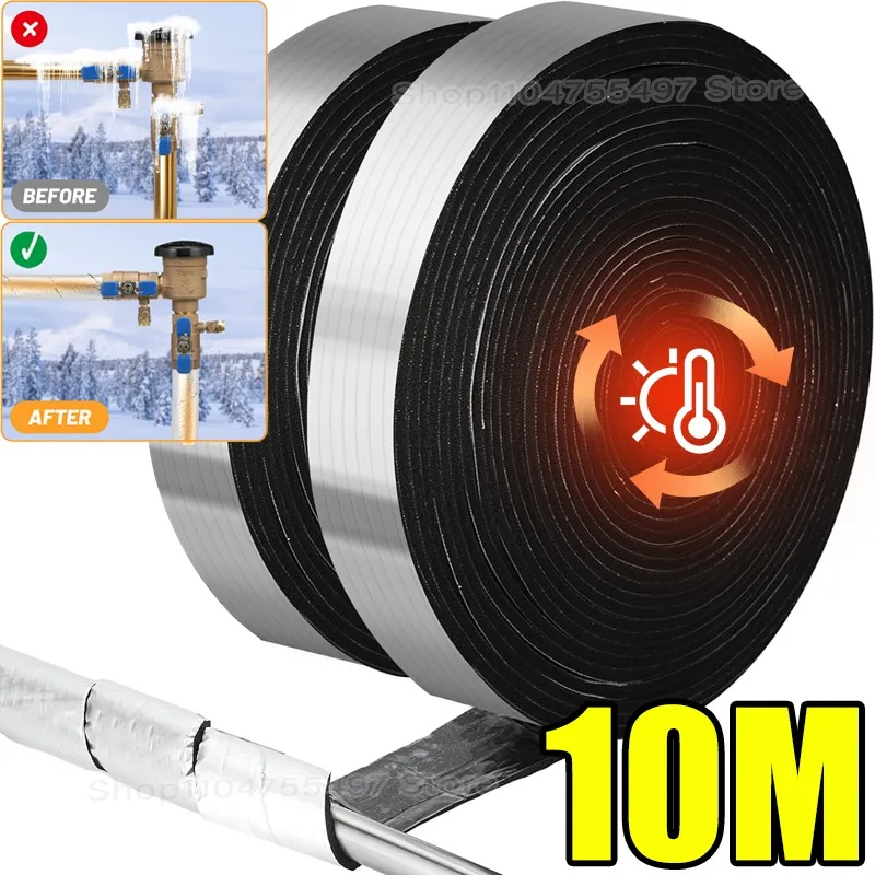 Winter Pipe Wrap Insulation 32.81FT Outdoor Pipe Foam Insulation Tape Aluminum Foil Black Fire Protection Strong Tape Waterproof 
Winter Pipe Wrap Insulation 32.81FT Outdoor Pipe Foam Insulation Tape Aluminum Foil Black Fire Protection Strong Tape Waterproof