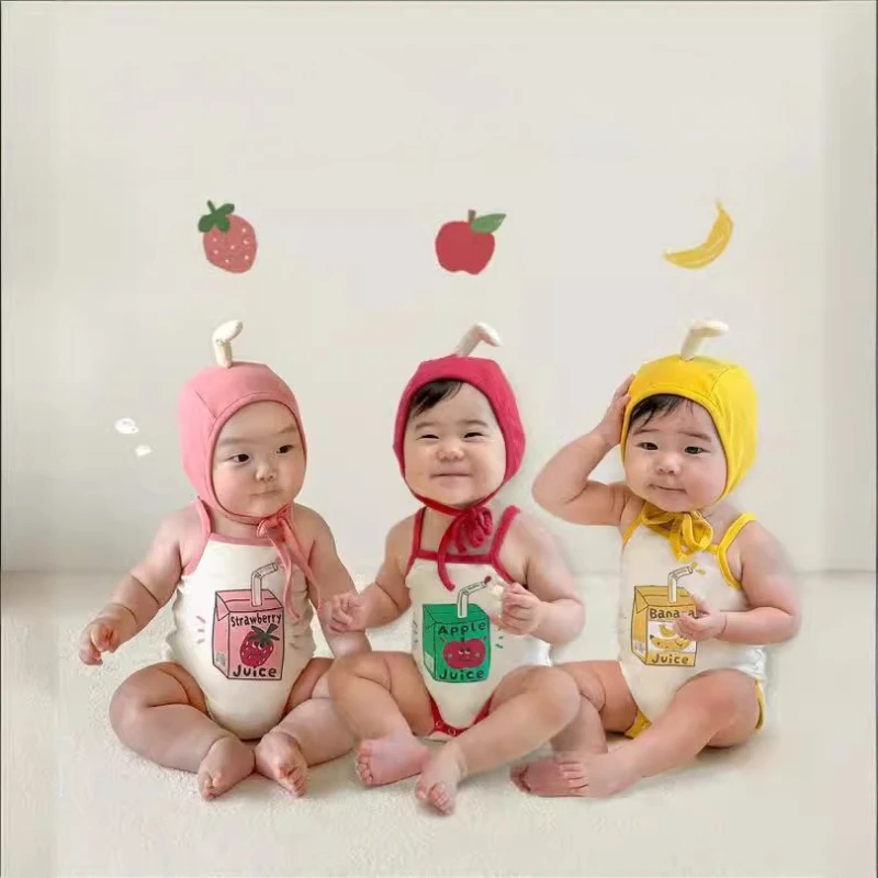 ZOETOPKID Summer Baby Girl Boy Bodysuit Fruit Drink Sling Sleeveless Belly Protection Jumpsuit and Cap Newborn Clothes
ZOETOPKID Summer Baby Girl Boy Bodysuit Fruit Drink Sling Sleeveless Belly Protection Jumpsuit and Cap Newborn Clothes