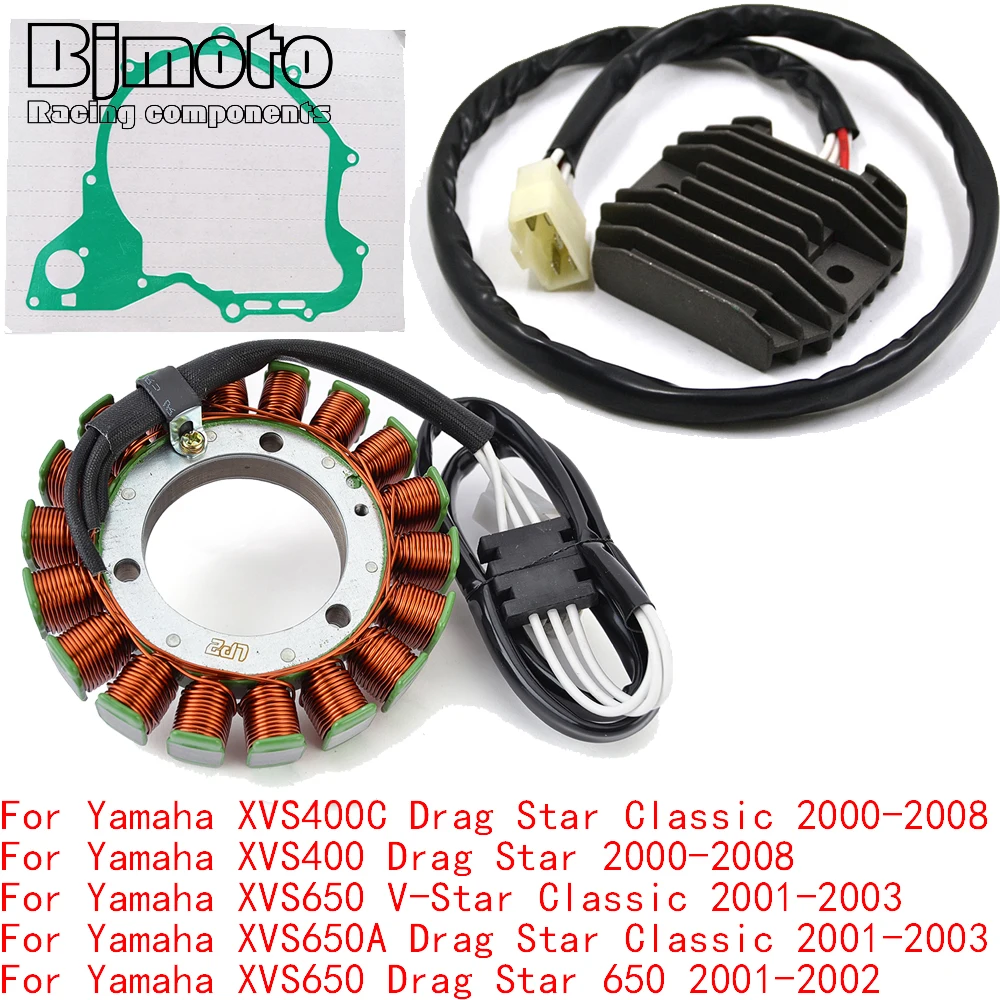 Engine Stator Coil+Voltage Regulator rectifier For Yamaha XVS400C XVS650A Drag Star V-Star Classic 650 2000-2008 With Gasket
Engine Stator Coil+Voltage Regulator rectifier For Yamaha XVS400C XVS650A Drag Star V-Star Classic 650 2000-2008 With Gasket