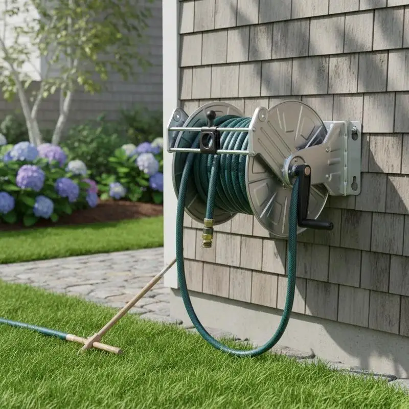 Wall Mounted Water Pipe Organizer 150-ft 5/8-inch Capacity For Yard Lawn Garage Heavy-Duty Manual Winder Brass Fitting Hose Guide Space Saving Outdoor Attachment
Wall Mounted Water Pipe Organizer 150-ft 5/8-inch Capacity For Yard Lawn Garage Heavy-Duty Manual Winder Brass Fitting Hose Guide Space Saving Outdoor Attachment