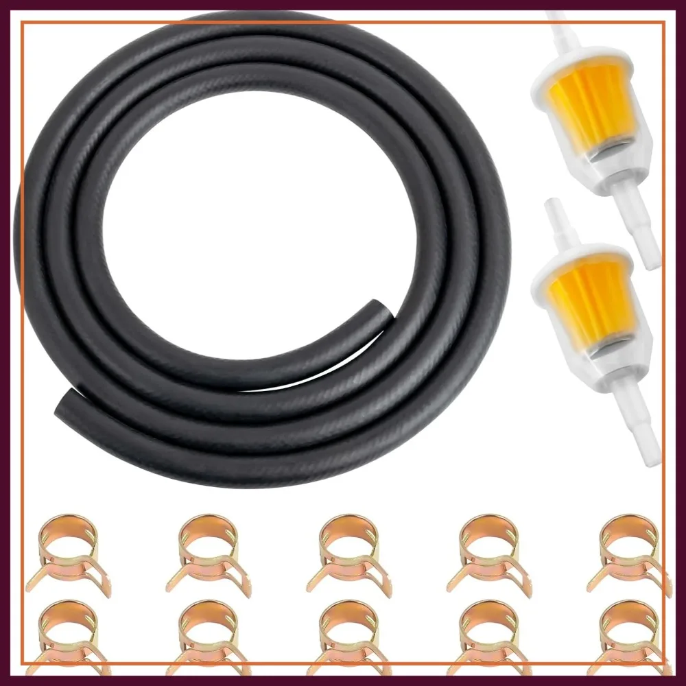 5/16 inch 2m/6ft Fuel Line Hose Kit with 2 Inline Filters & 10 Mini Clamps for Mowers, Tractors, Snow Blowers, Dirt Bikes
5/16 inch 2m/6ft Fuel Line Hose Kit with 2 Inline Filters & 10 Mini Clamps for Mowers, Tractors, Snow Blowers, Dirt Bikes