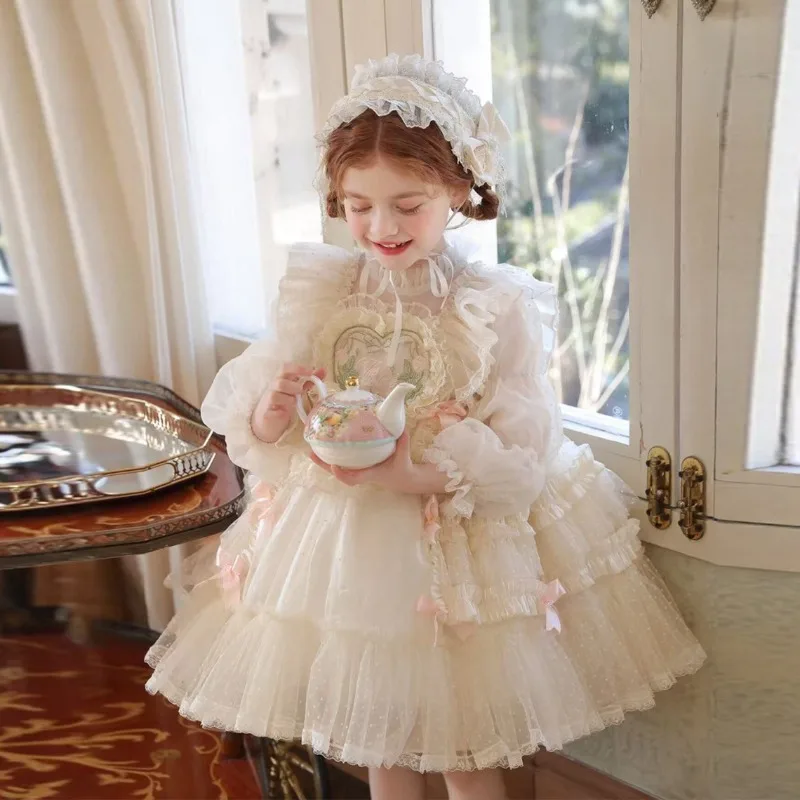 Lolita Girl Sweet Princess Bow Dress Long Sleeve Fairy Lace Mesh Cake Dress Kids Spring Autumn Birthday Gift Dress
Lolita Girl Sweet Princess Bow Dress Long Sleeve Fairy Lace Mesh Cake Dress Kids Spring Autumn Birthday Gift Dress