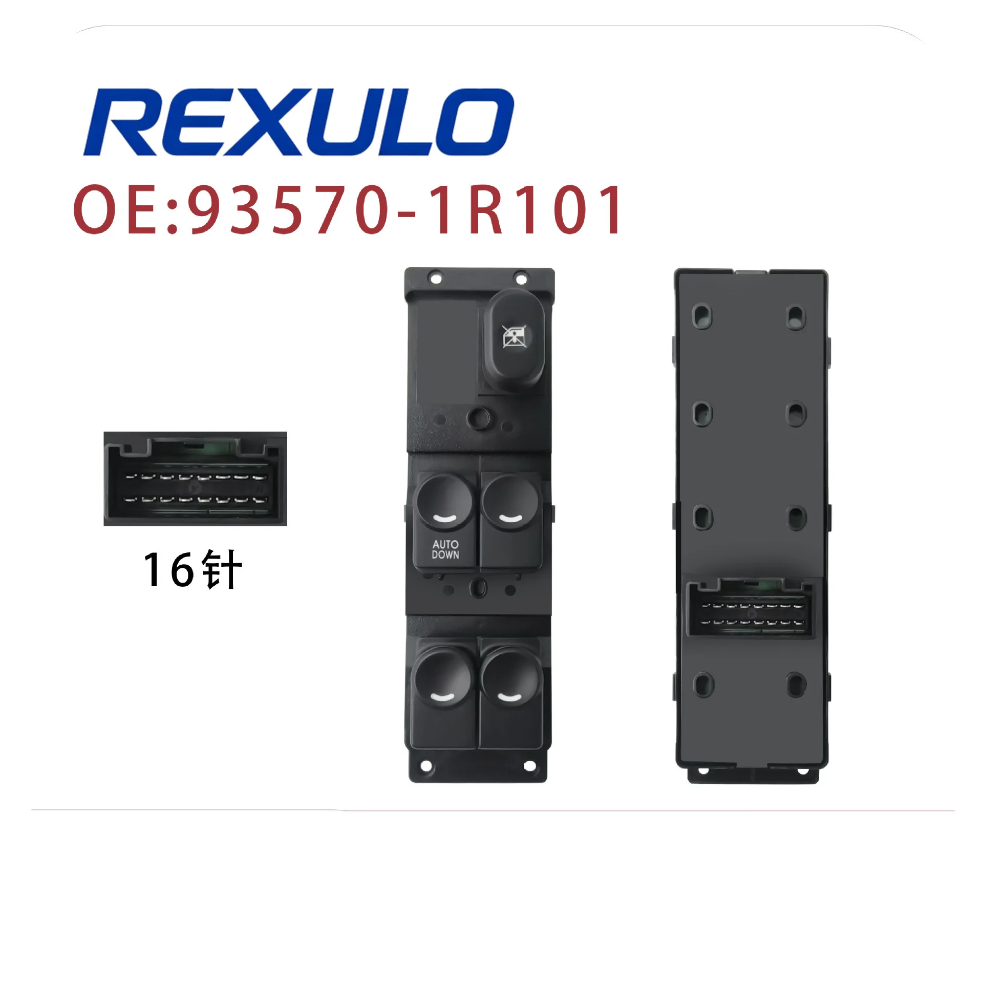 93570-1R101 16-Pin Driver Power Window Master Switch for Hyundai Accent 2011-2017 for Hyundai Solaris LHD Auto Down
93570-1R101 16-Pin Driver Power Window Master Switch for Hyundai Accent 2011-2017 for Hyundai Solaris LHD Auto Down