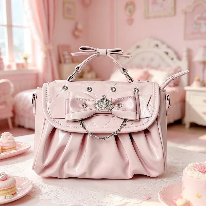 Bow Crown Rhinestone Pleated Handbag Sweet Lolita Shoulder Crossbody Bag Women Elegant Evening Bag With Bow Handle Cute Ita Bags
Bow Crown Rhinestone Pleated Handbag Sweet Lolita Shoulder Crossbody Bag Women Elegant Evening Bag With Bow Handle Cute Ita Bags