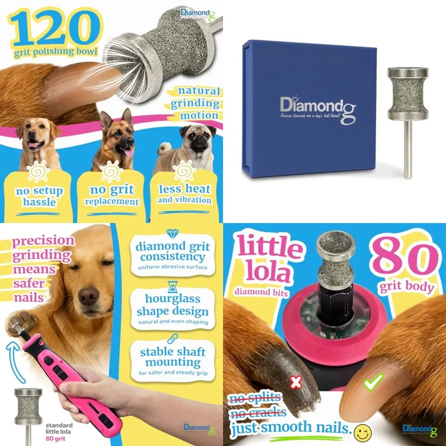 Dog Nail Grinder Bit, 1 Pack - Compatible with Dremel, Diamond Bit for Pet Nails with 80 Grit Body and 120 Grit Polishing Bowl
Dog Nail Grinder Bit, 1 Pack - Compatible with Dremel, Diamond Bit for Pet Nails with 80 Grit Body and 120 Grit Polishing Bowl