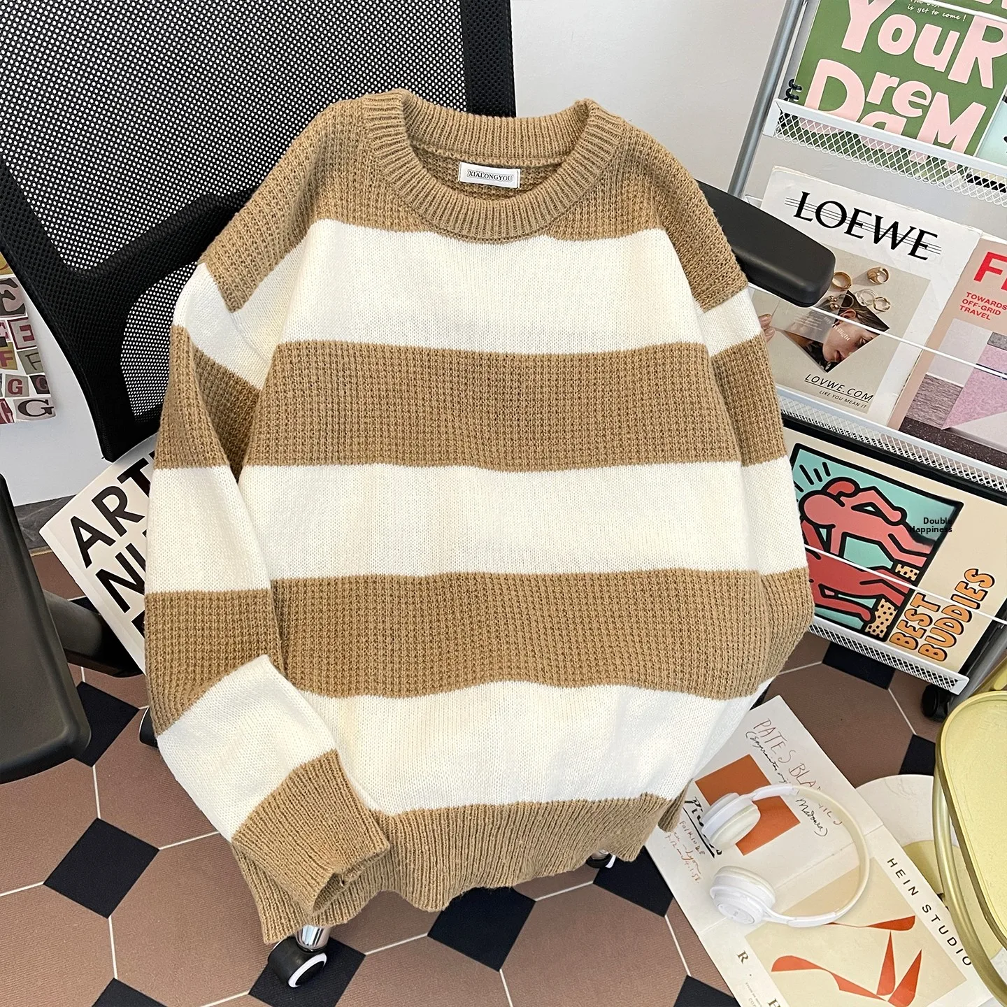 Men's Thiened round Ne Knitwear Stripe Patterned Inner Wear Casual Loose Fit Long Sve Top for Autumn Winter Season
Men's Thiened round Ne Knitwear Stripe Patterned Inner Wear Casual Loose Fit Long Sve Top for Autumn Winter Season