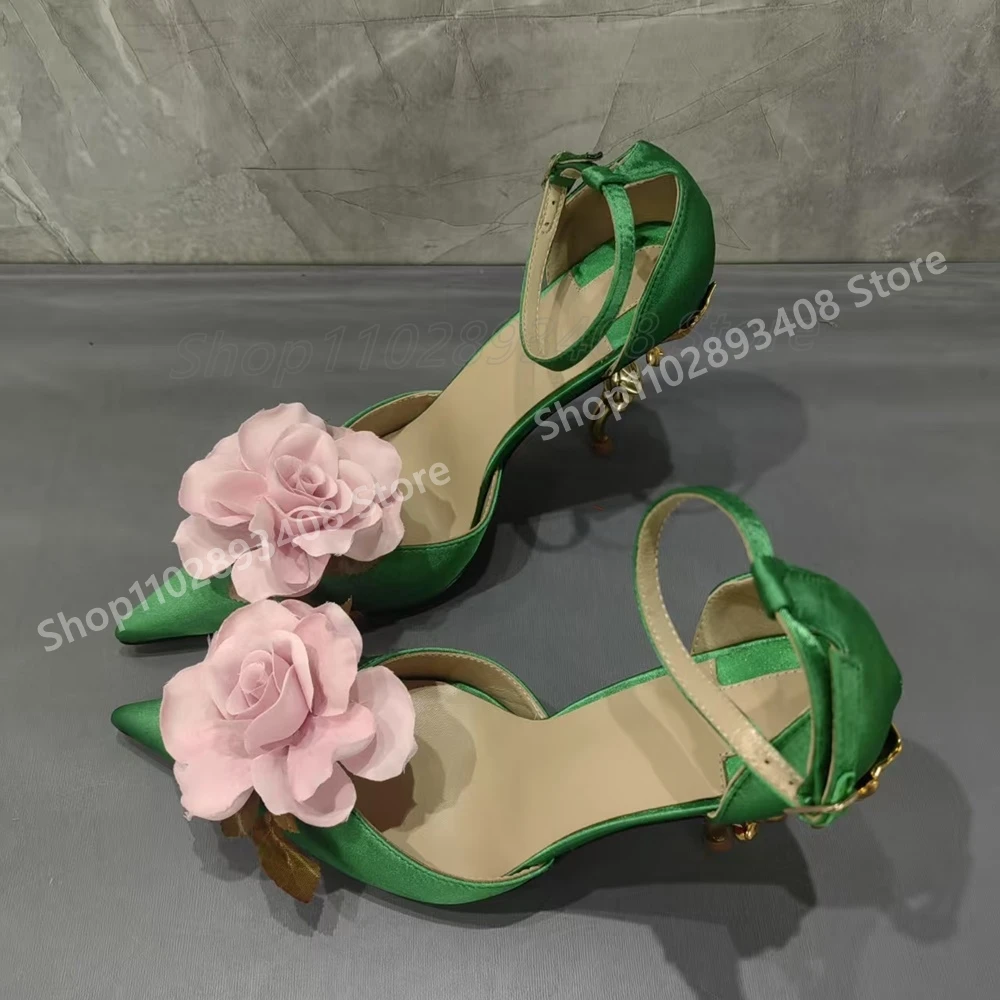 Pink Flowers Decor Pointy Elegant Pumps Strange Style High Heel Green Ankle Buckle Silk Fashion Women Shoes 2025 Para Mujere
Pink Flowers Decor Pointy Elegant Pumps Strange Style High Heel Green Ankle Buckle Silk Fashion Women Shoes 2025 Para Mujere