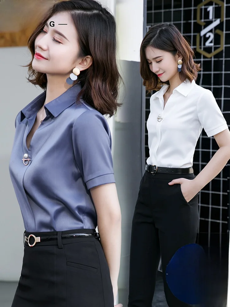 Business Casual Women's Shirt V-Neck Short Sleeve Chiffon Workwear Top Fashionable Summer New Style Professional Attire
Business Casual Women's Shirt V-Neck Short Sleeve Chiffon Workwear Top Fashionable Summer New Style Professional Attire
